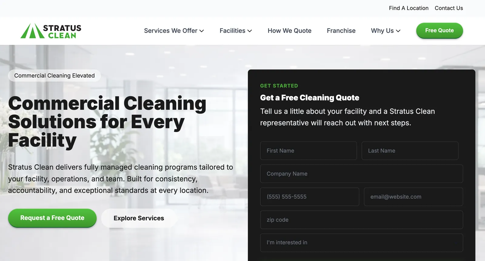 Stratus Clean rebrand website and brand identity